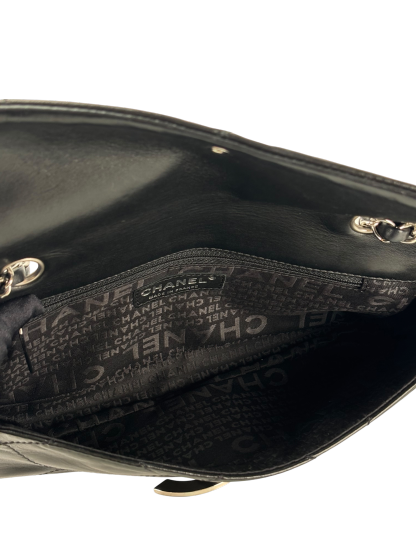 CHANEL - Black Lambskin Diamond Stitched CC East West Flap 