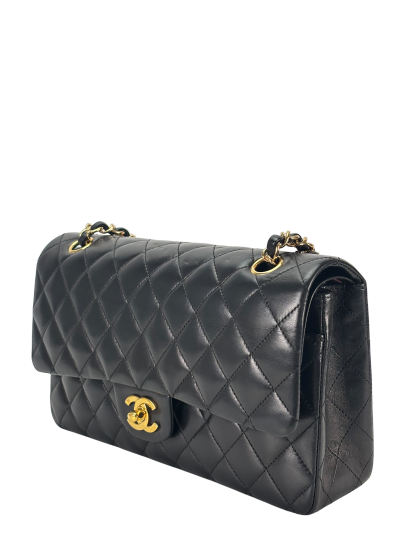 CHANEL - Medium Classic Double Flap Bag Black Lambskin Gold Hardware (CF25)