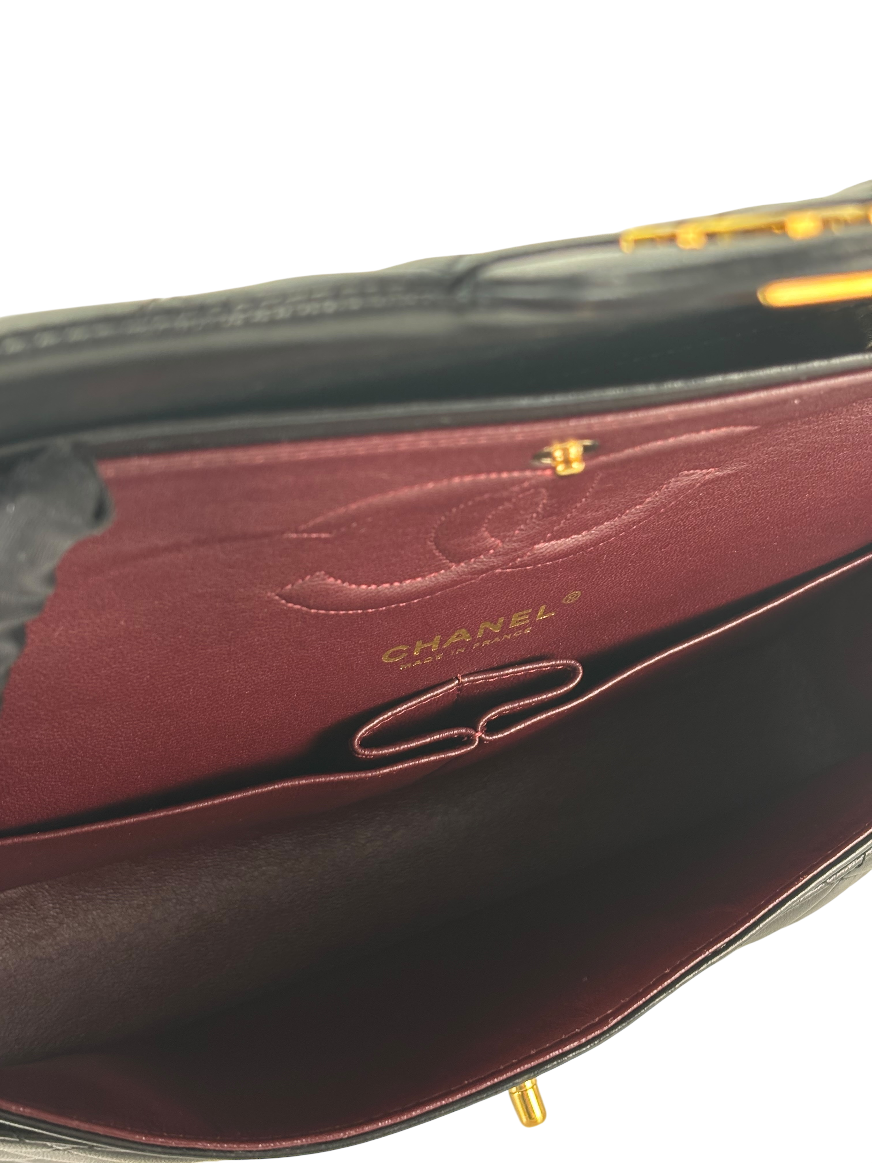 CHANEL - Medium Classic Double Flap Bag Black Lambskin Gold Hardware (CF25)