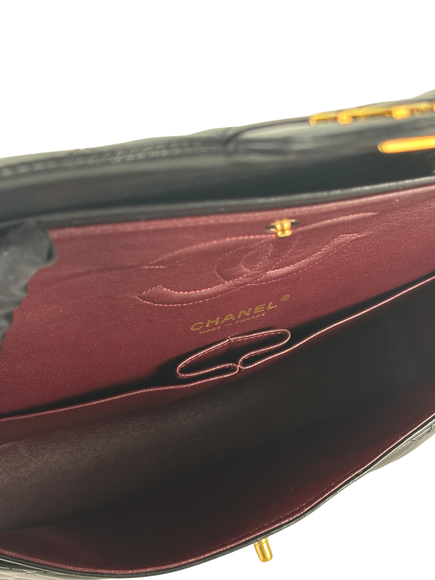 CHANEL - Medium Classic Double Flap Bag Black Lambskin Gold Hardware (CF25)