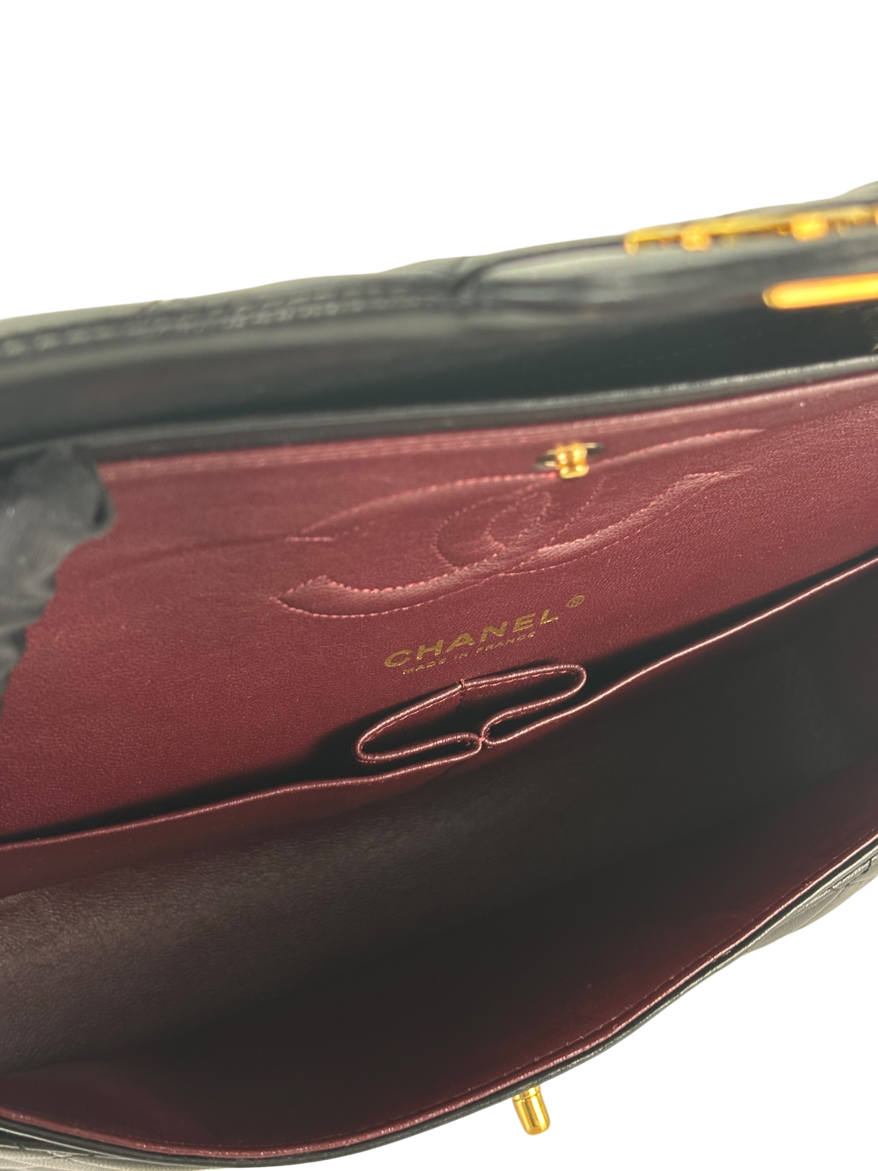 CHANEL - Medium Classic Double Flap Bag Black Lambskin Gold Hardware (CF25)