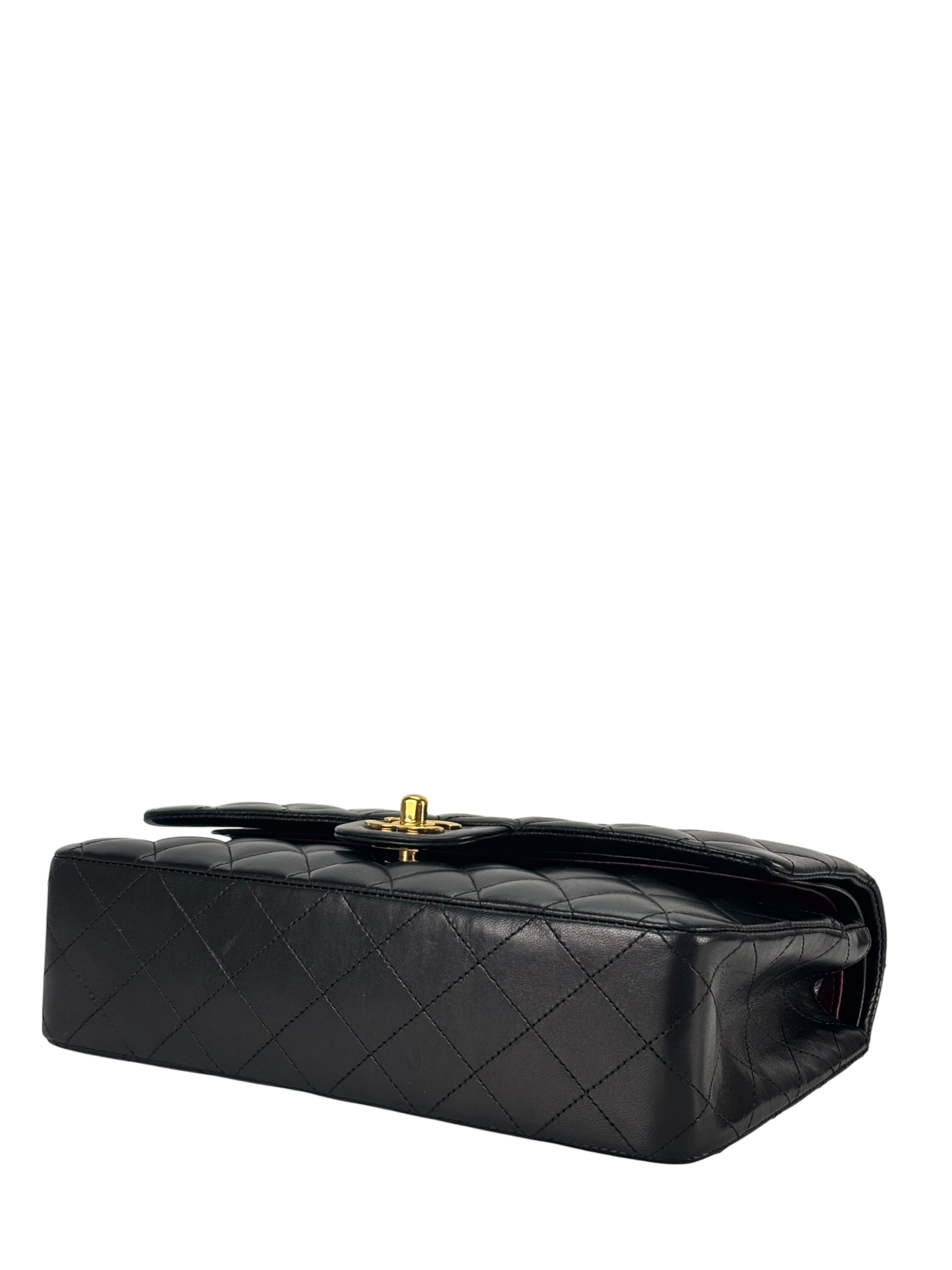 CHANEL - Medium Classic Double Flap Bag Black Lambskin Gold Hardware (CF25)