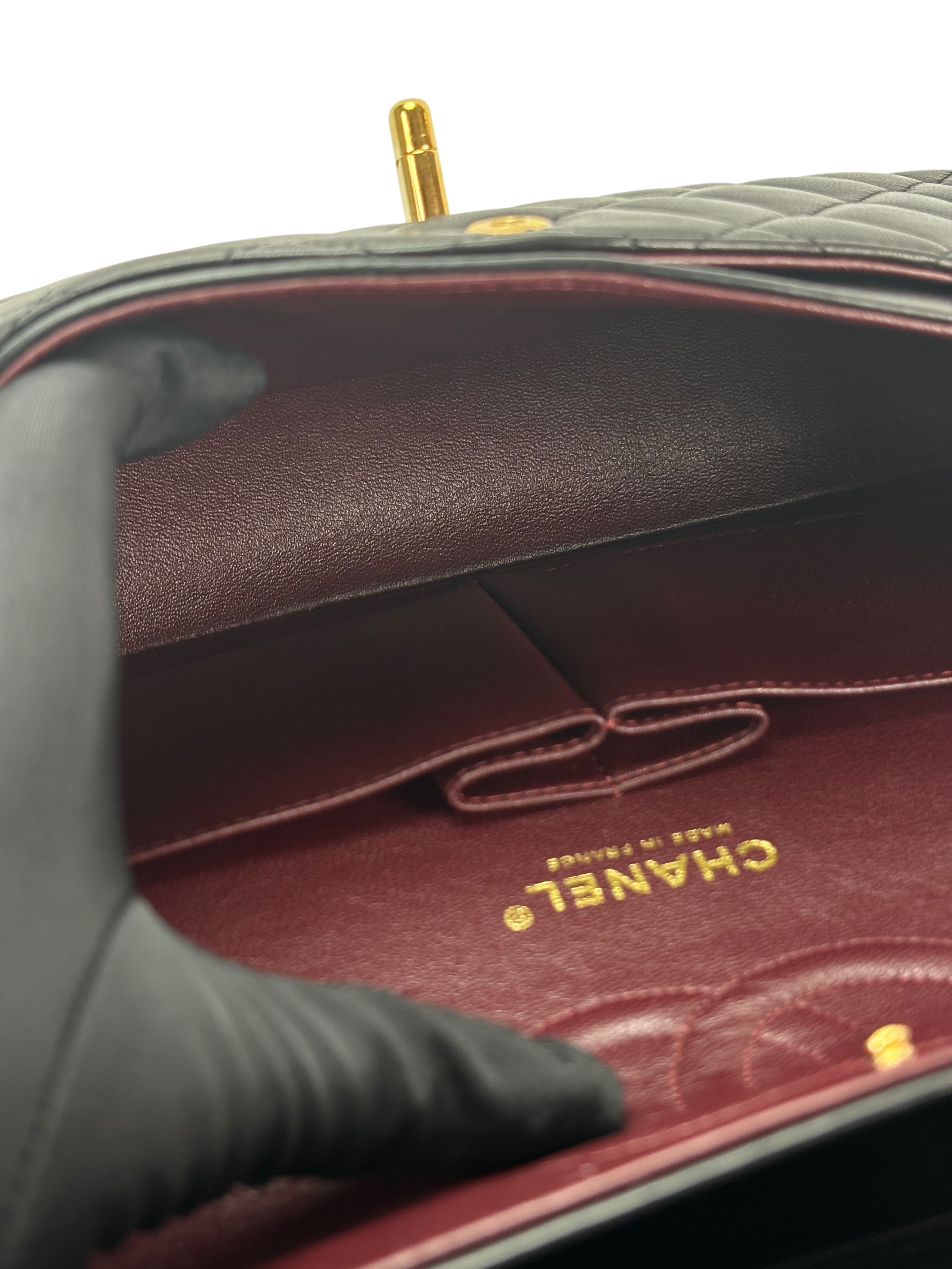 CHANEL - Medium Classic Double Flap Bag Black Lambskin Gold Hardware (CF25)