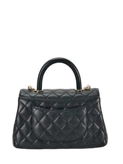 CHANEL - Coco Handle 24P Black Caviar 2way Handbag Gold Hardware