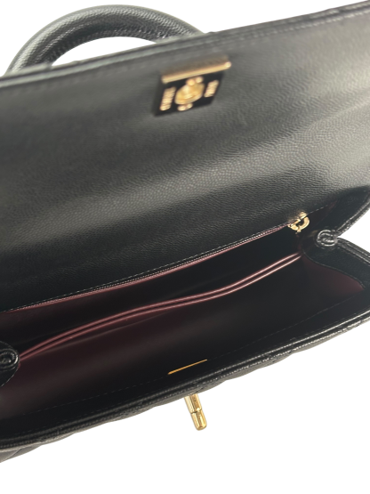 CHANEL - Coco Handle 24P Black Caviar 2way Handbag Gold Hardware