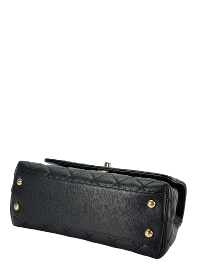 CHANEL - Coco Handle 24P Black Caviar 2way Handbag Gold Hardware
