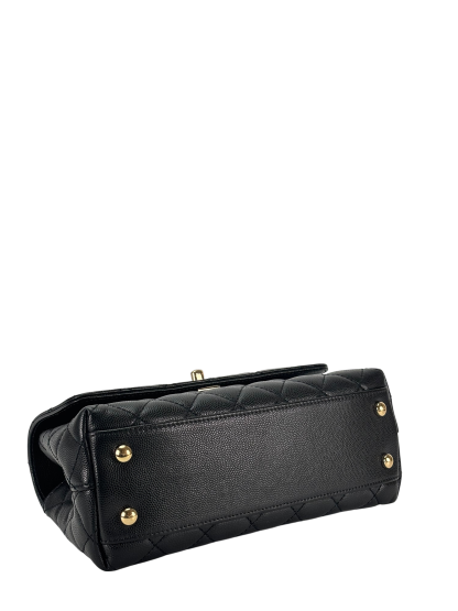 CHANEL - Coco Handle 24P Black Caviar 2way Handbag Gold Hardware