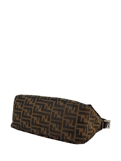 FENDI - Canvas Brown Zucca Mamma Baguette Handbag Silver Hardware
