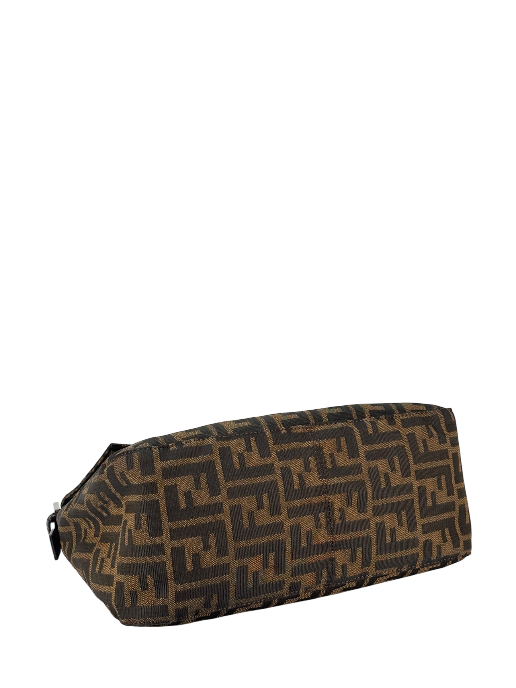 FENDI - Canvas Brown Zucca Mamma Baguette Handbag Silver Hardware