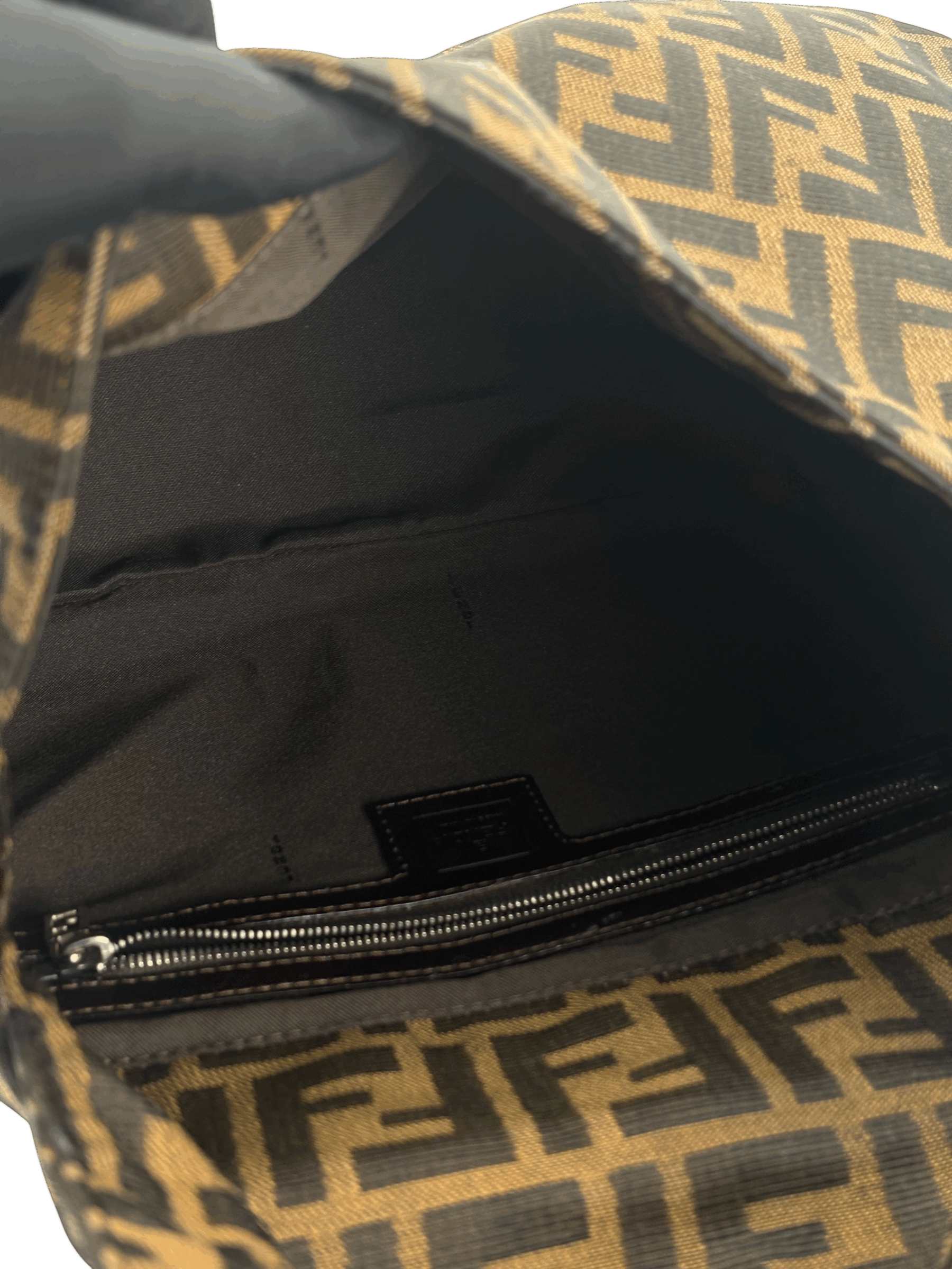 FENDI - Canvas Brown Zucca Mamma Baguette Handbag Silver Hardware