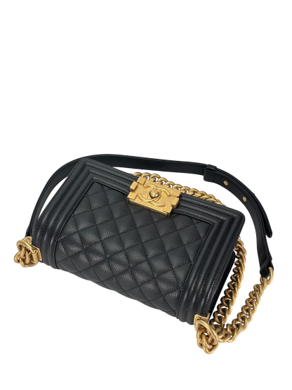 CHANEL - Small Boy Flap Bag Black Caviar Gold Hardware