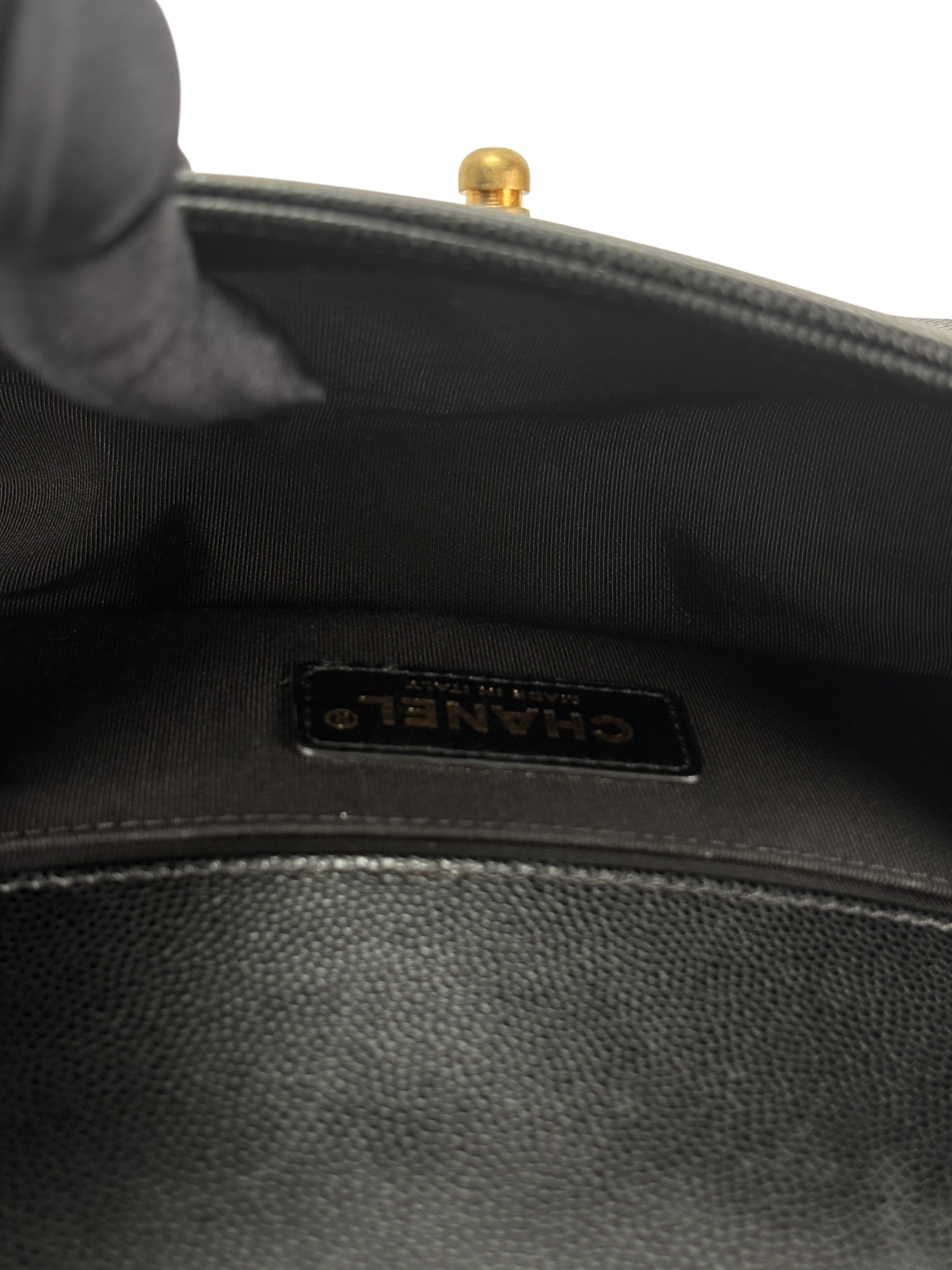 CHANEL - Small Boy Flap Bag Black Caviar Gold Hardware