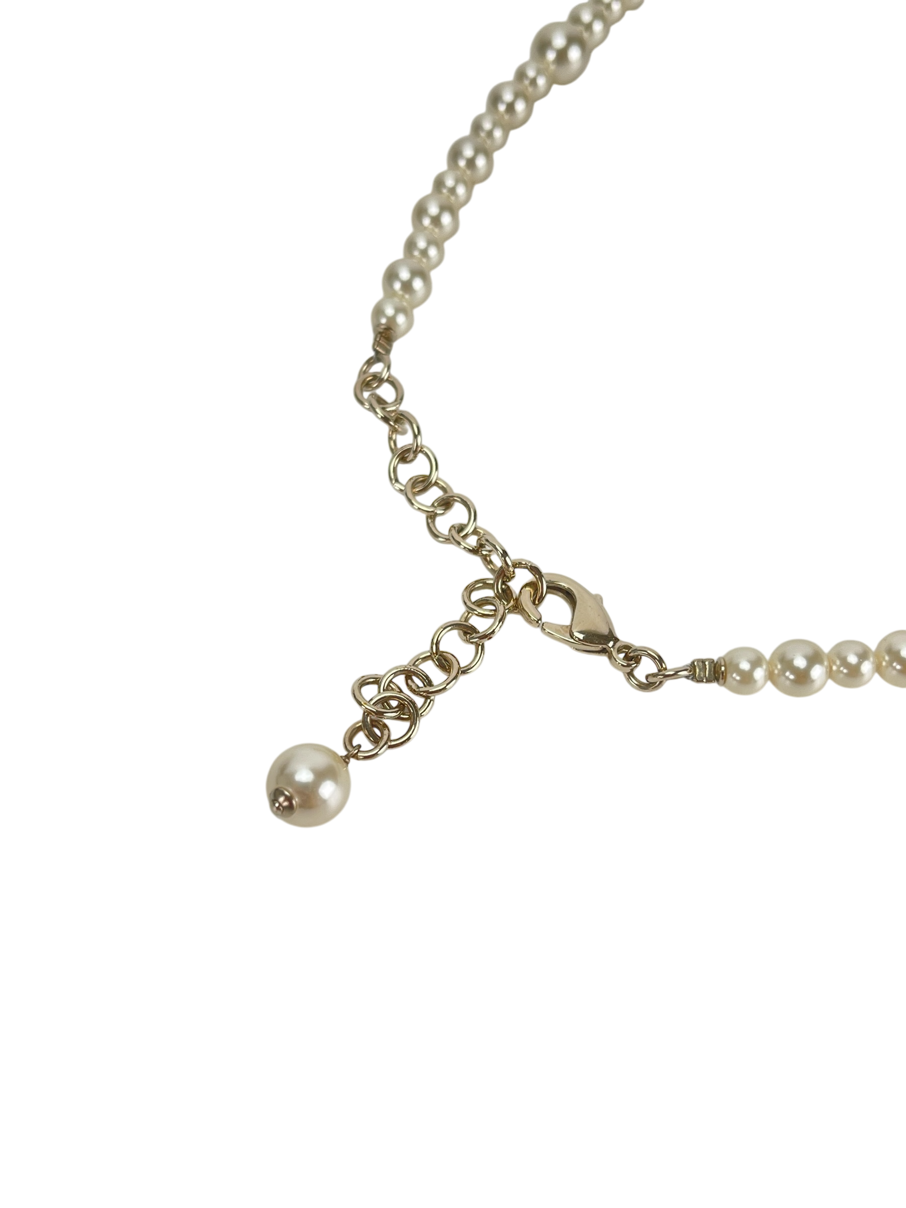 CHANEL - Gold-tone Rhinestone Glass Pearl Necklace