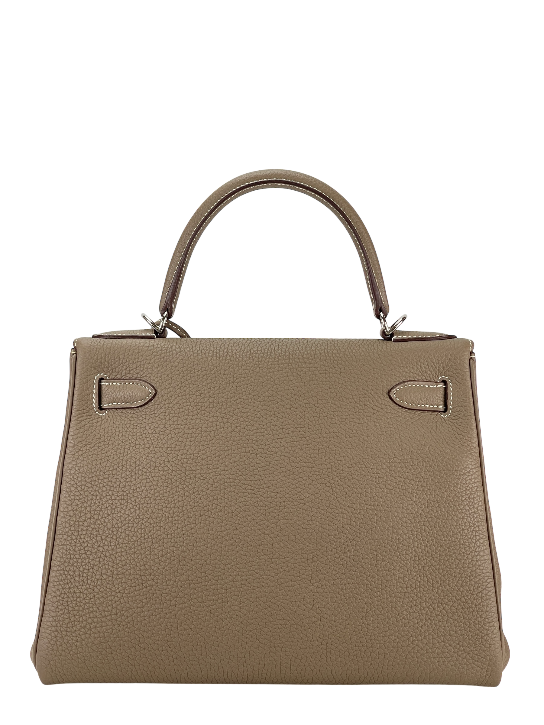 HERMES - Kelly 28 Etoupe Togo Palladium Hardware