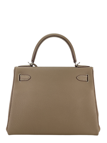 HERMES - Kelly 28 Etoupe Togo Palladium Hardware