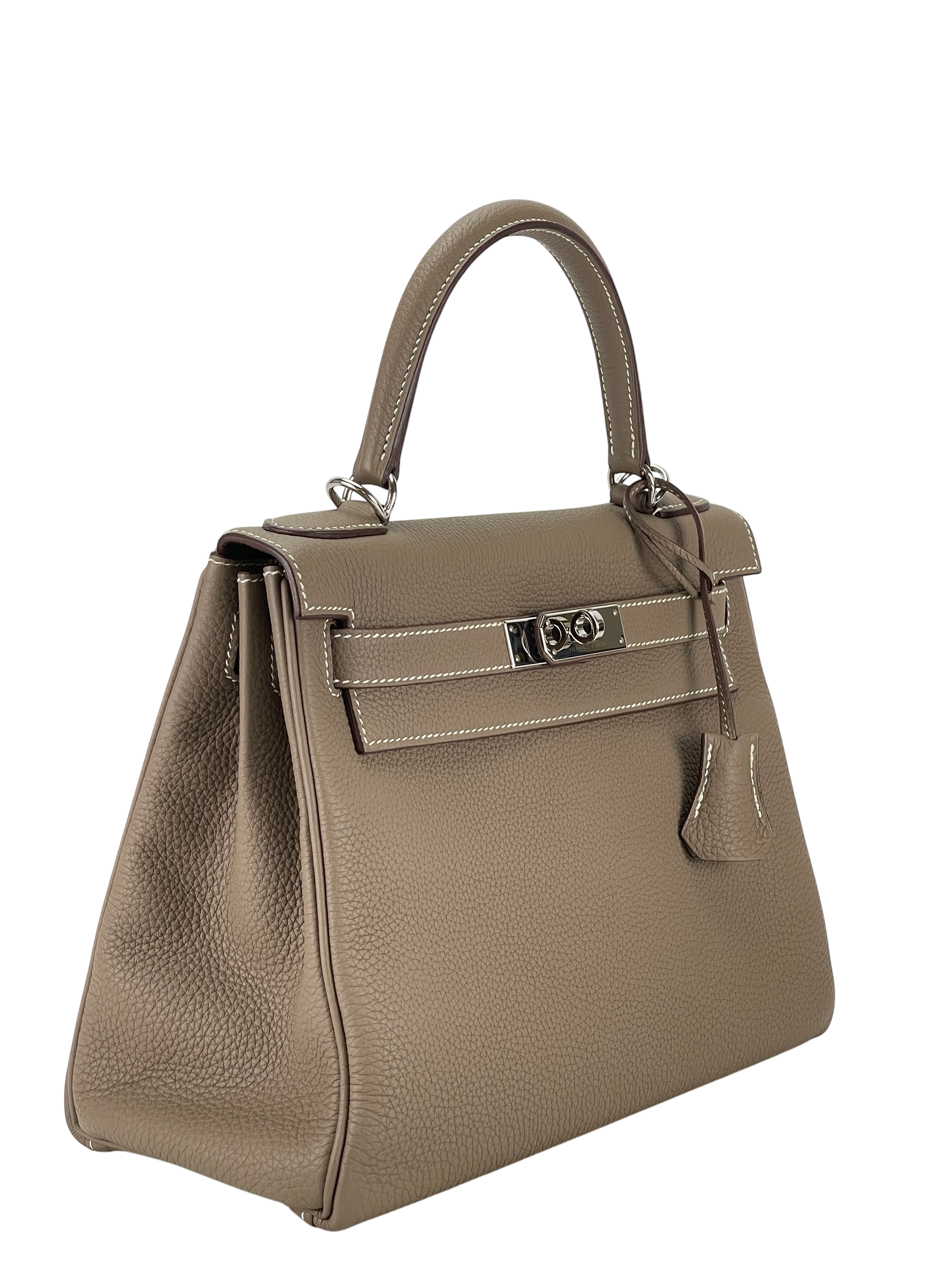 HERMES - Kelly 28 Etoupe Togo Palladium Hardware