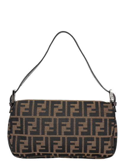 FENDI - Brown Zucca Baguette Handbag Silver Hardware