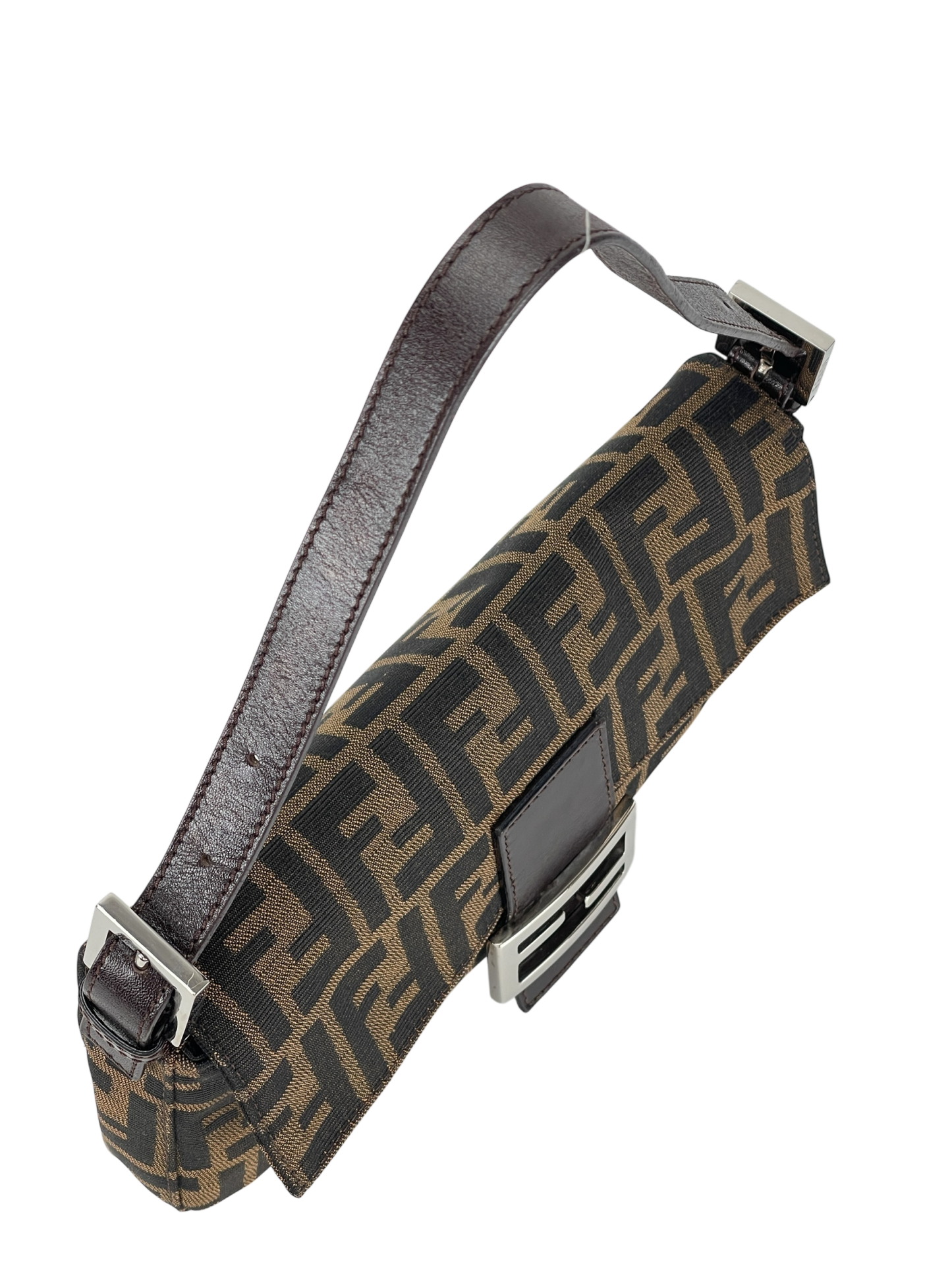 FENDI - Brown Zucca Baguette Handbag Silver Hardware