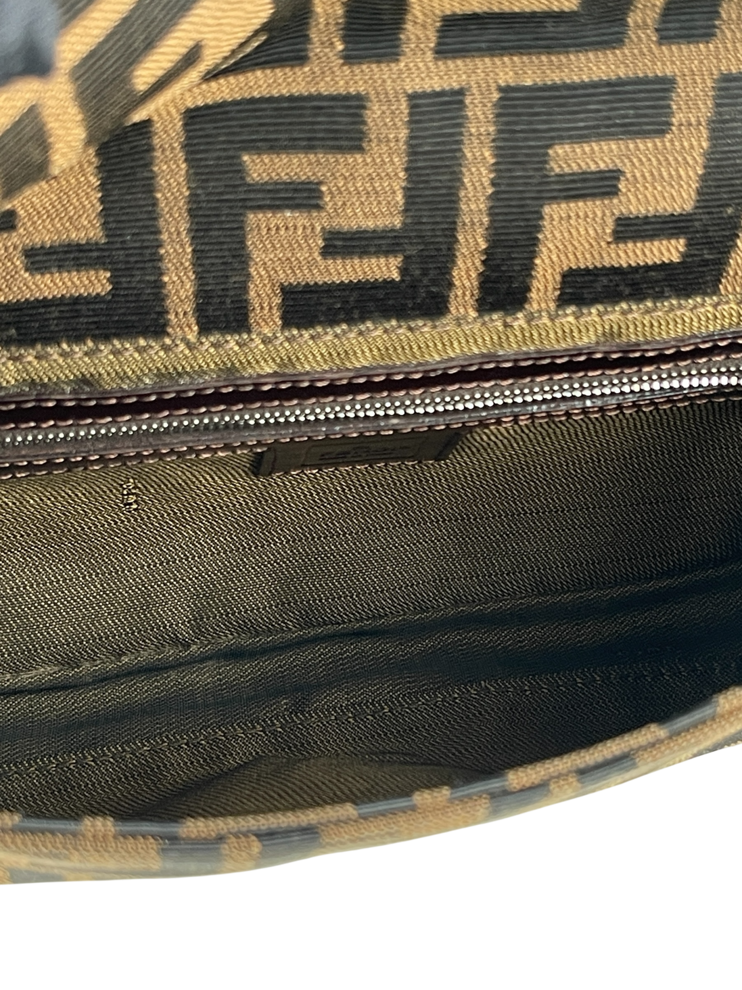 FENDI - Brown Zucca Baguette Handbag Silver Hardware