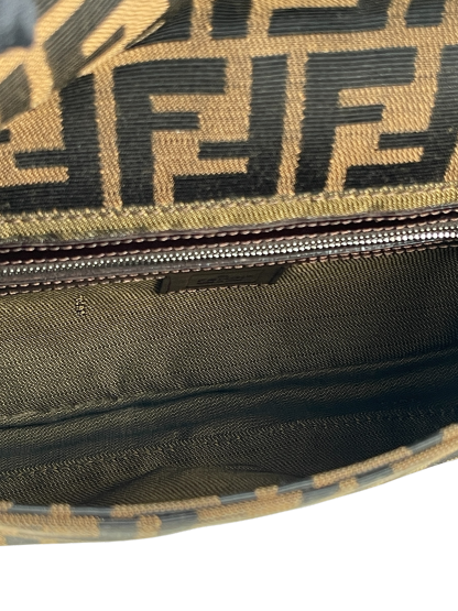 FENDI - Brown Zucca Baguette Handbag Silver Hardware