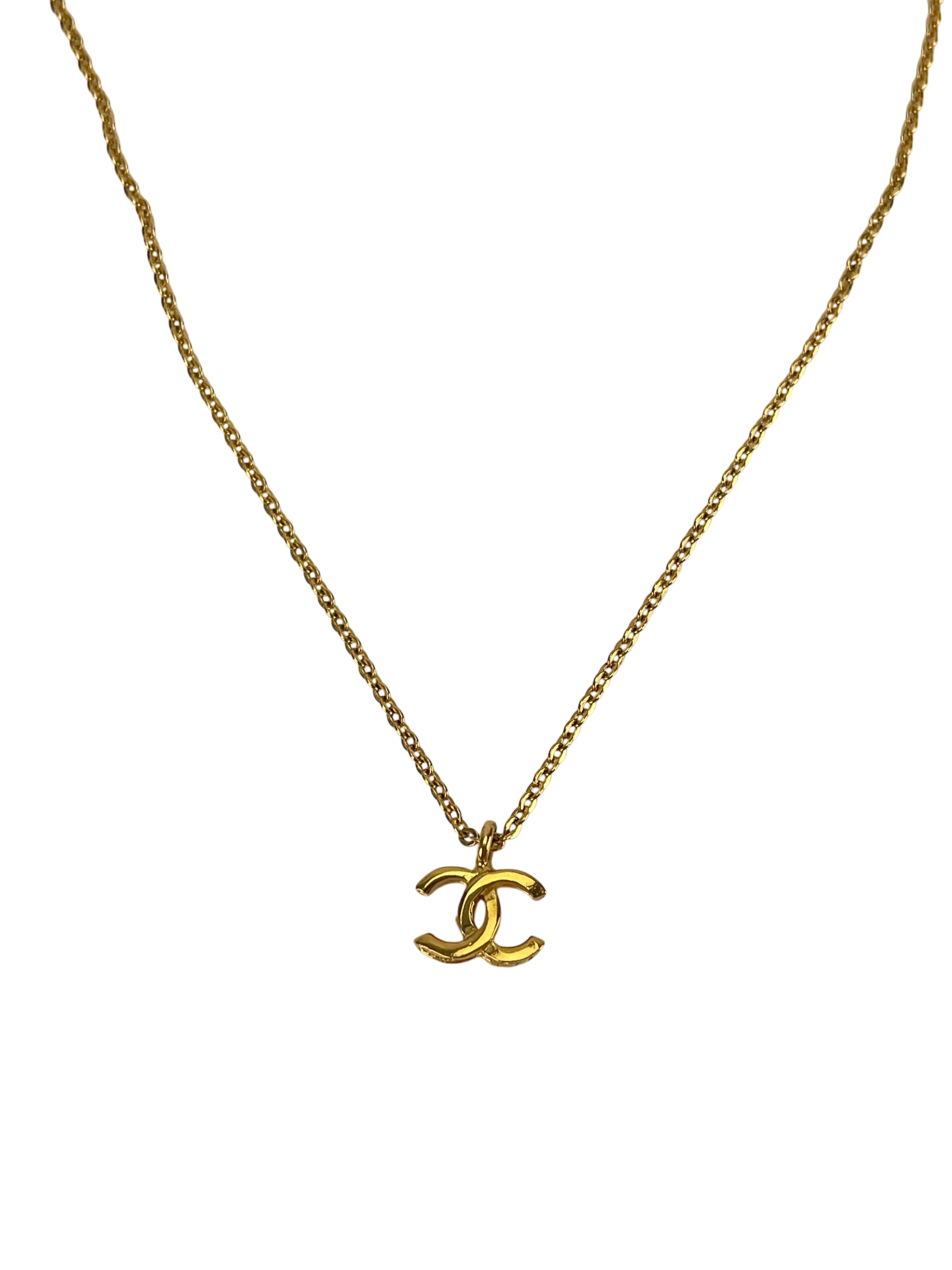 CHANEL - Gold CC logo Metal Necklace 