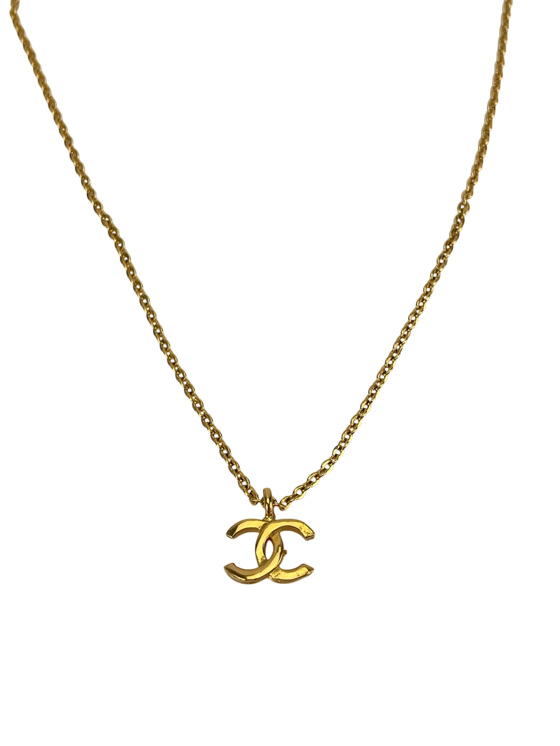 CHANEL - Gold CC logo Metal Necklace 