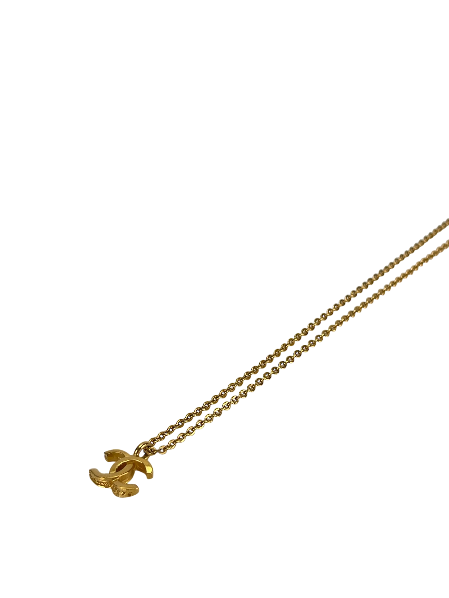 CHANEL - Gold CC logo Metal Necklace 