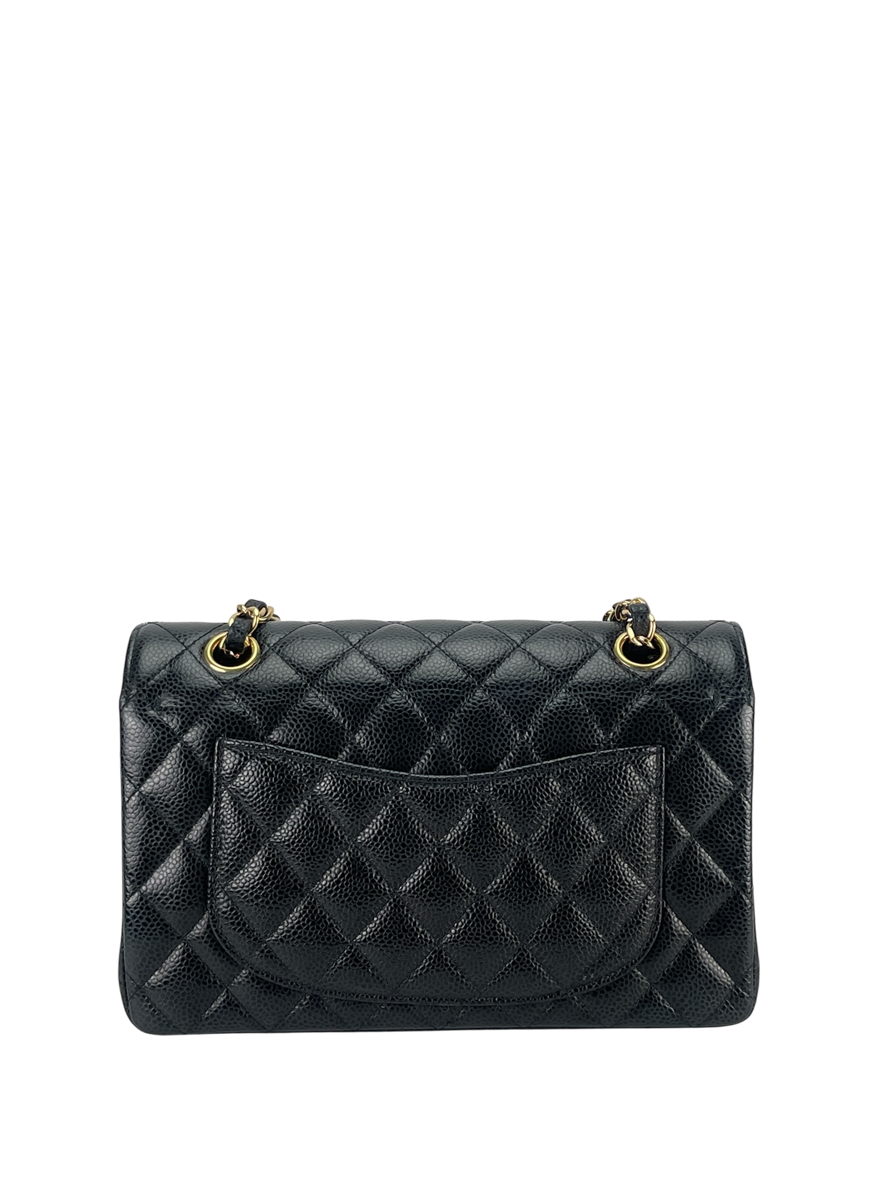 CHANEL - Small Classic Double Flap Bag Black Caviar Gold Hardware (CF23)