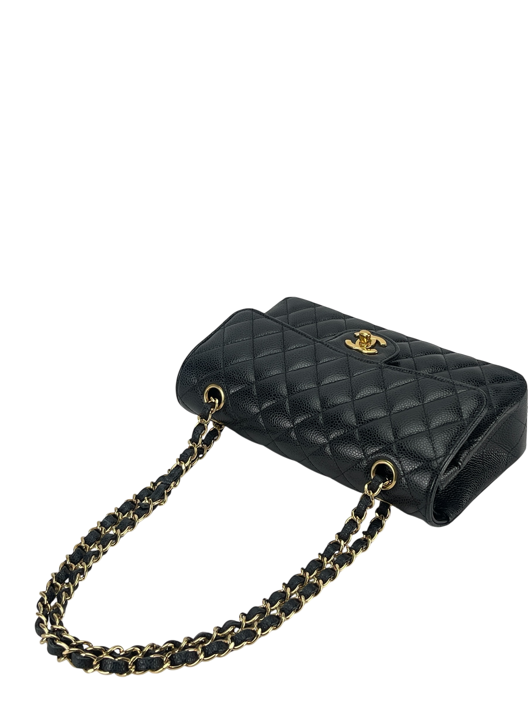 CHANEL - Small Classic Double Flap Bag Black Caviar Gold Hardware (CF23)
