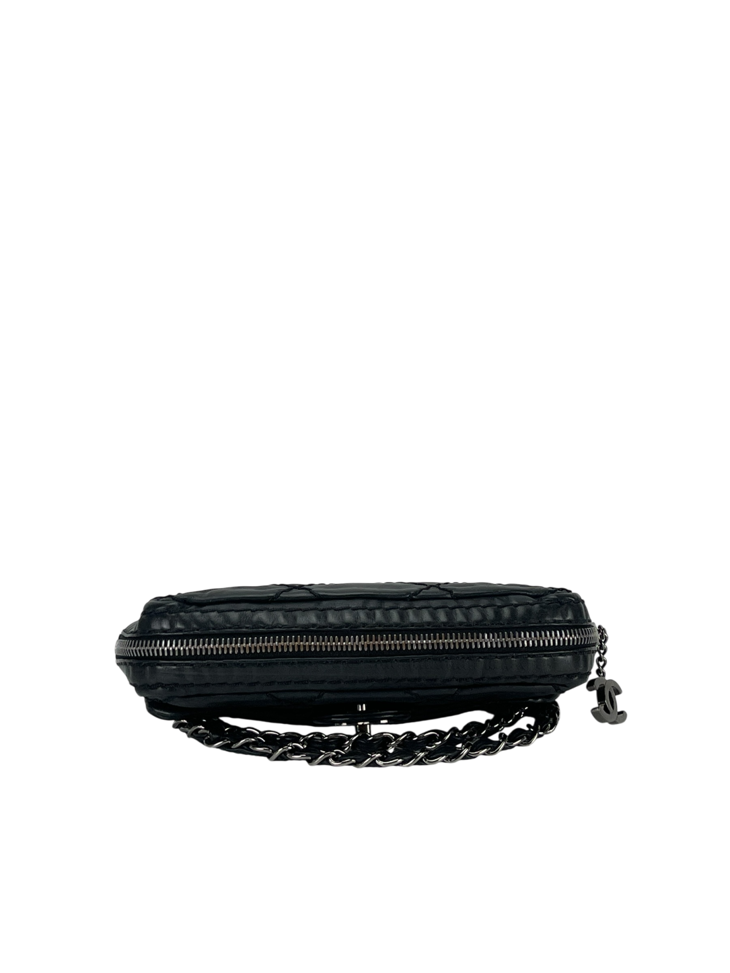 CHANEL - Black Quilted Calfskin Expandable Flap Bag 