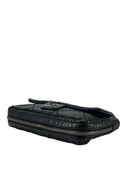 CHANEL - Black Quilted Calfskin Expandable Flap Bag 