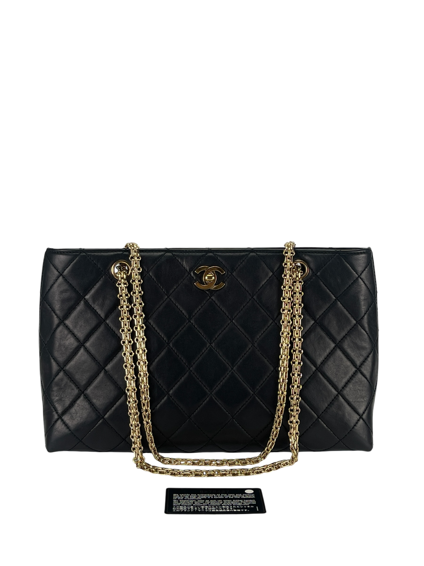 CHANEL - Black Lambskin CC Tote Bag