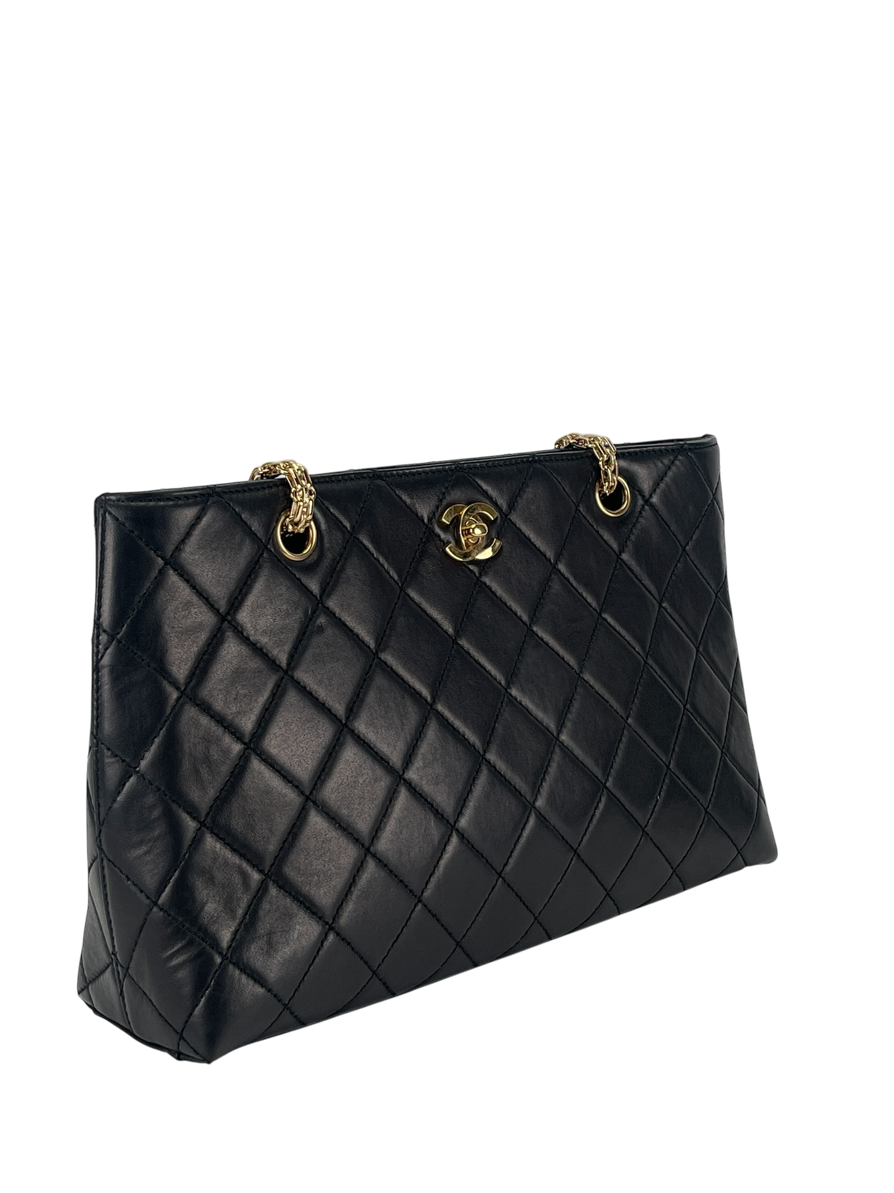 CHANEL - Black Lambskin CC Tote Bag