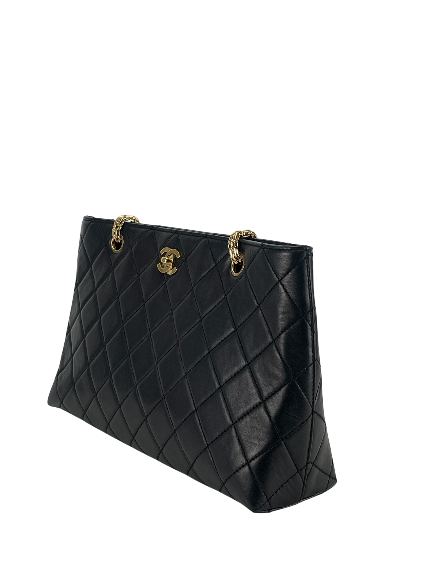 CHANEL - Black Lambskin CC Tote Bag