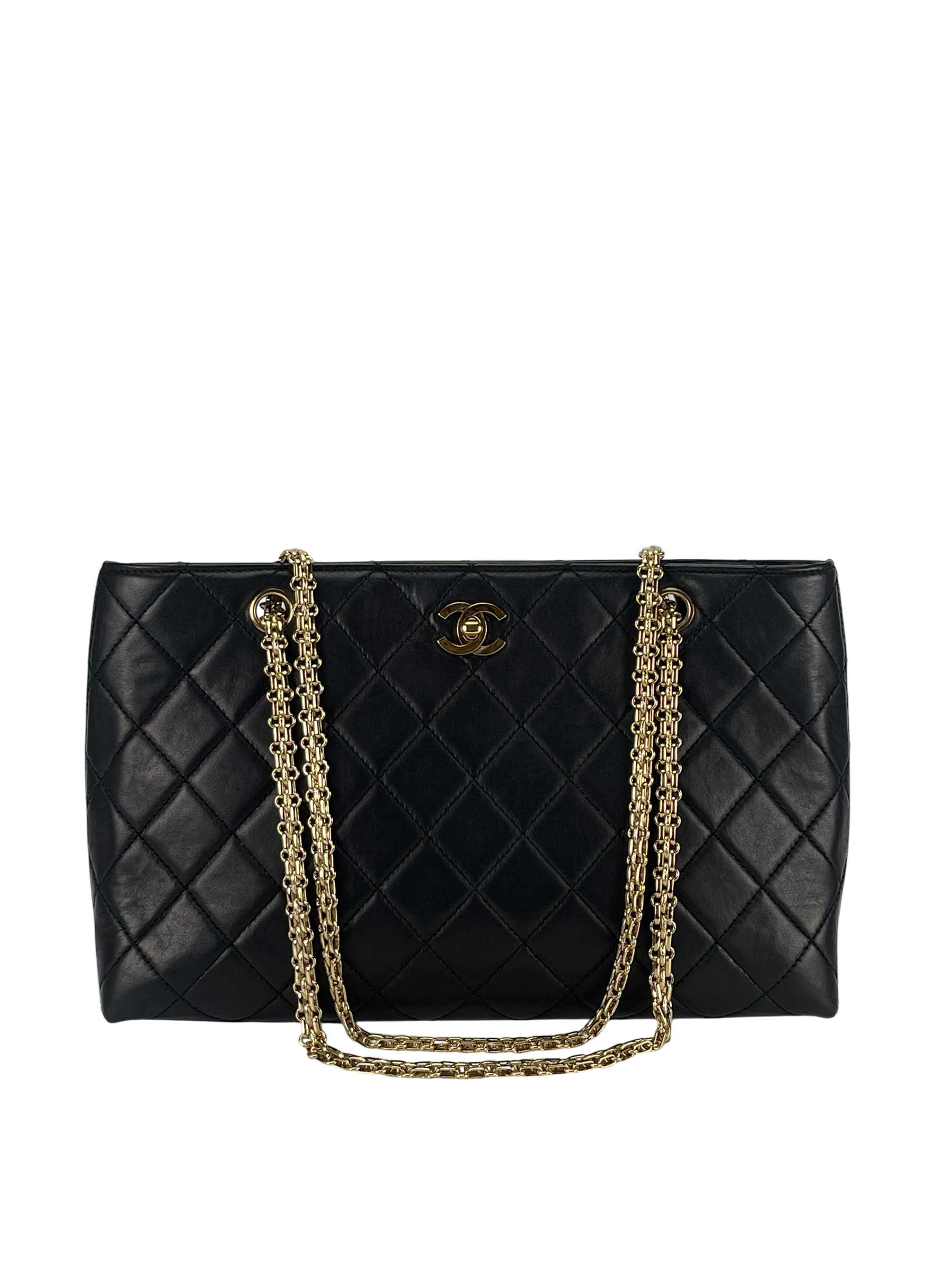 CHANEL - Black Lambskin CC Tote Bag