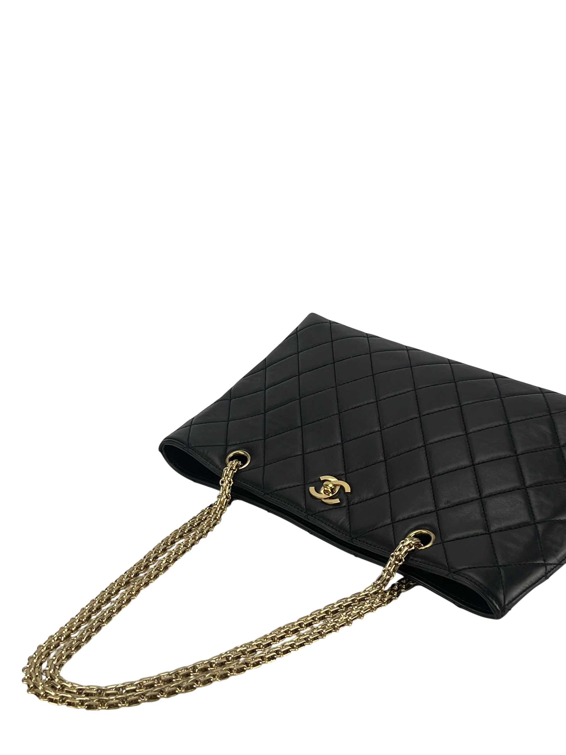 CHANEL - Black Lambskin CC Tote Bag