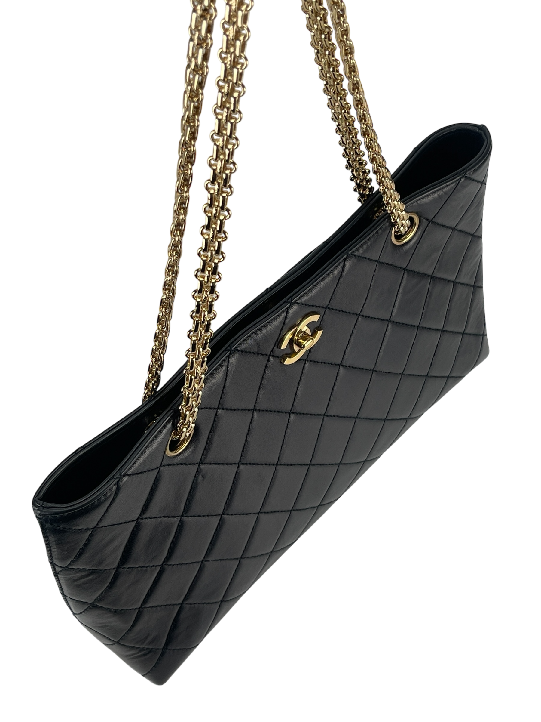 CHANEL - Black Lambskin CC Tote Bag