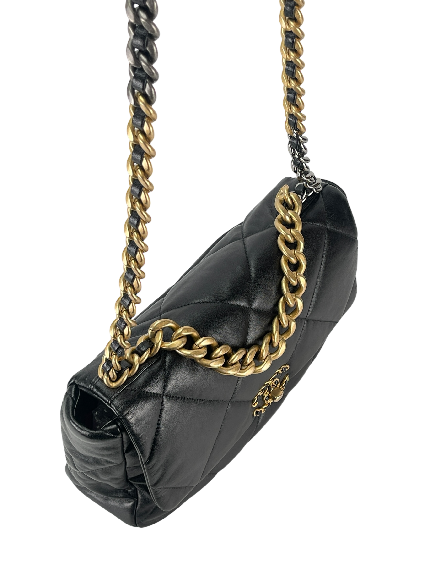 CHANEL - Black Lambskin 19 Medium Flap Bag