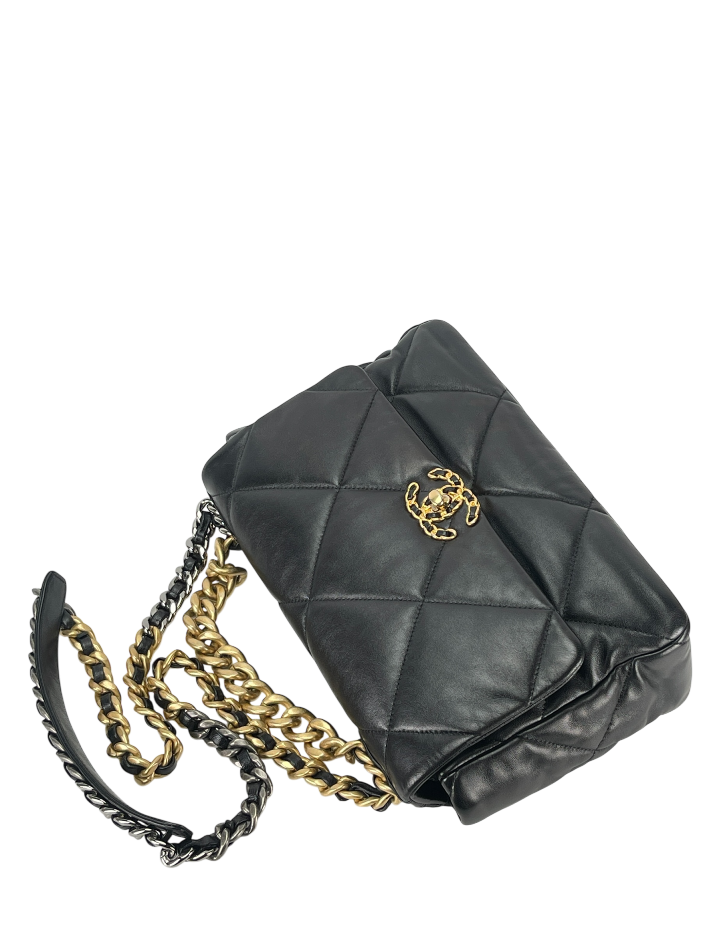 CHANEL - Black Lambskin 19 Medium Flap Bag