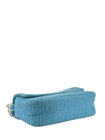 CHANEL - Terry Cloth CC Medium Single Flap Light Blue