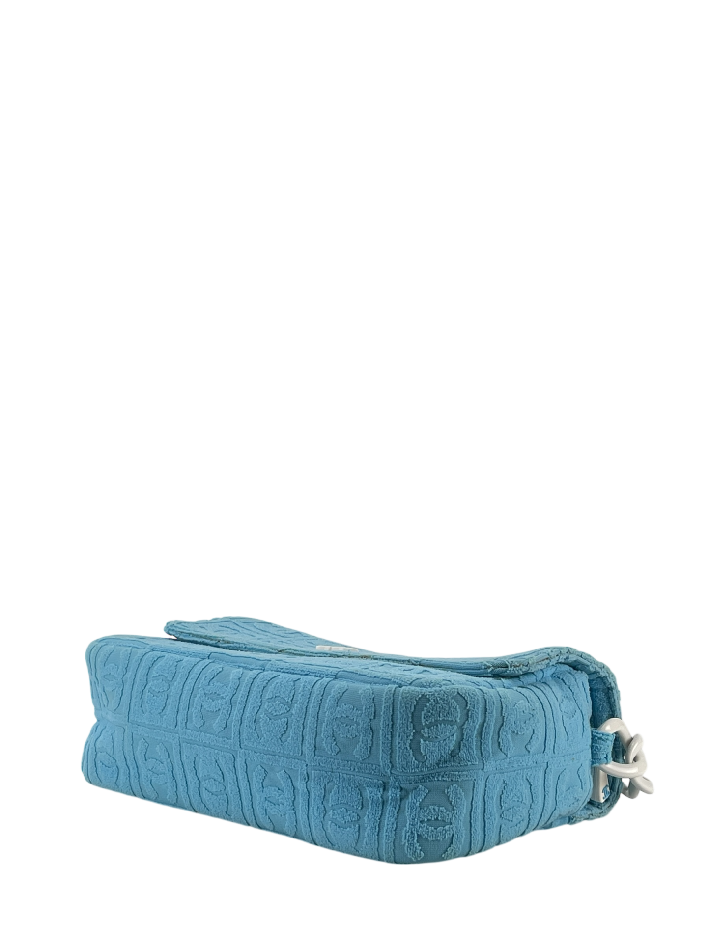 CHANEL - Terry Cloth CC Medium Single Flap Light Blue
