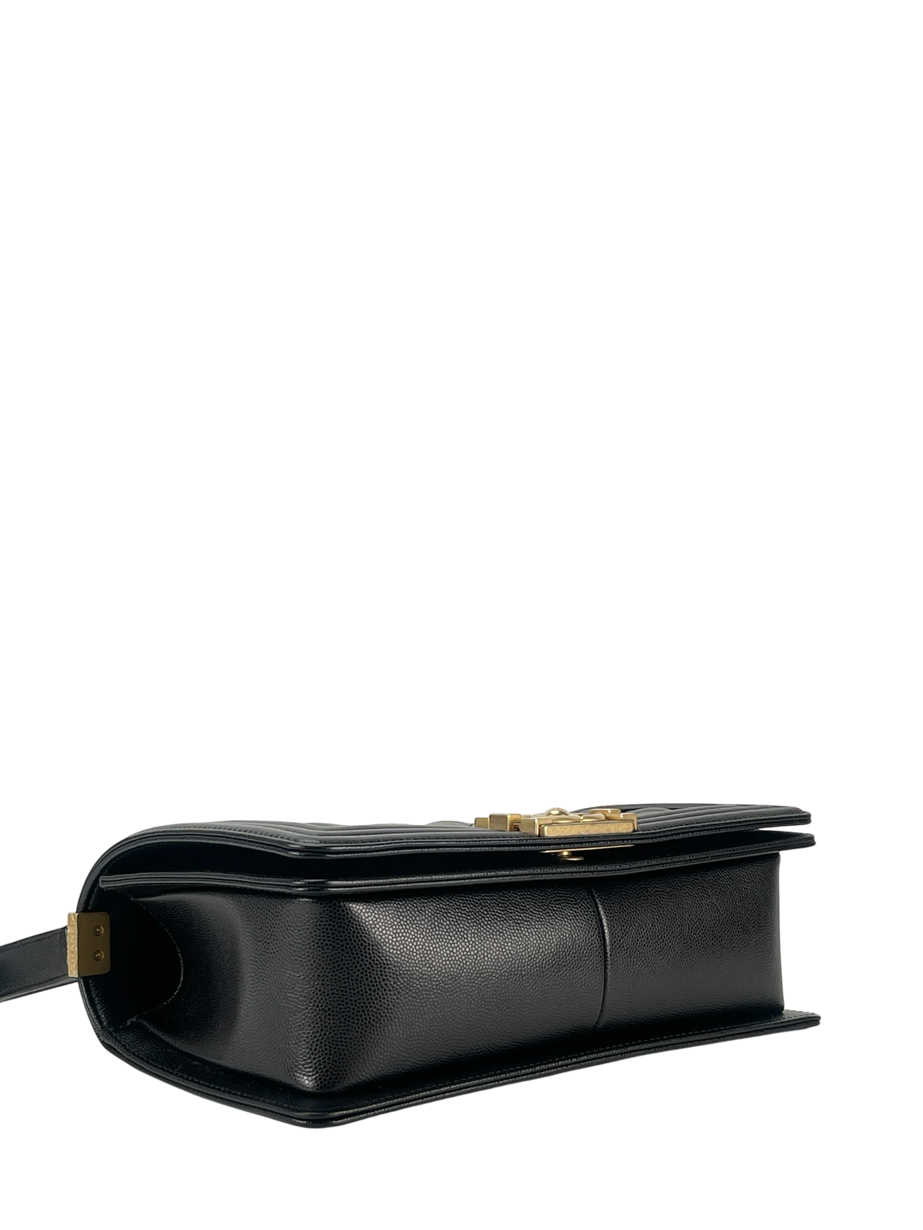 CHANEL - Medium Boy Flap Bag Black Caviar Gold Hardware