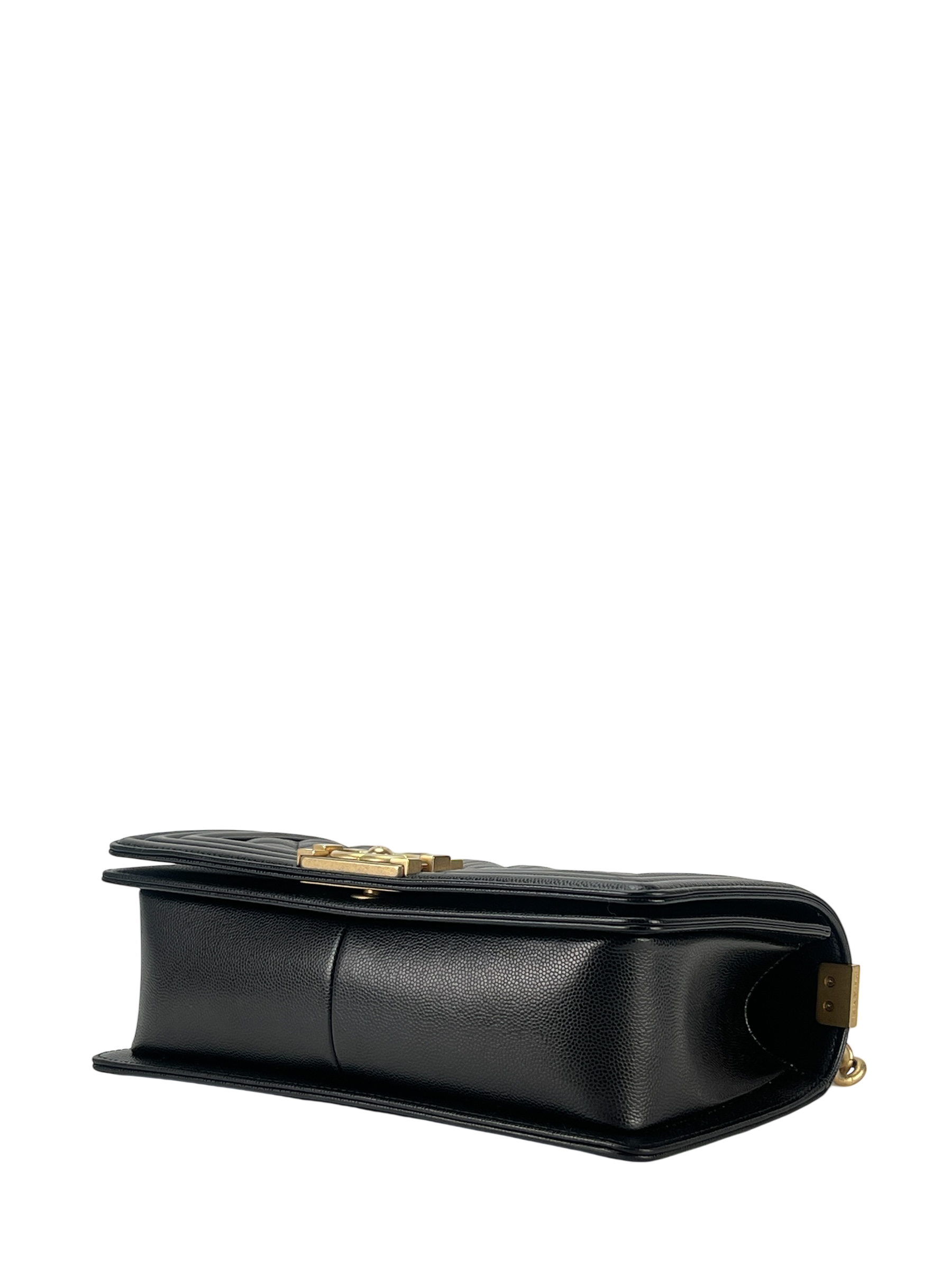 CHANEL - Medium Boy Flap Bag Black Caviar Gold Hardware