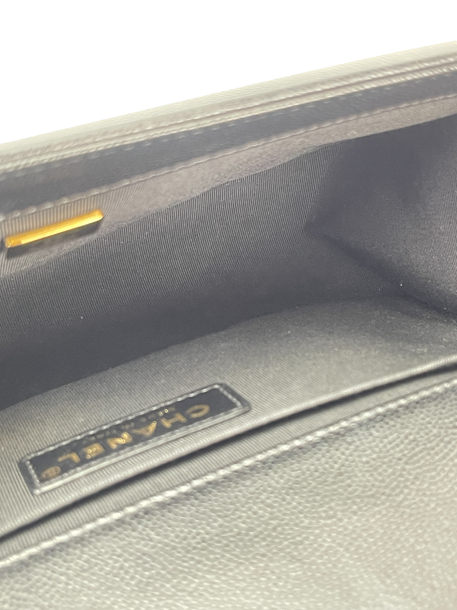 CHANEL - Medium Boy Flap Bag Black Caviar Gold Hardware