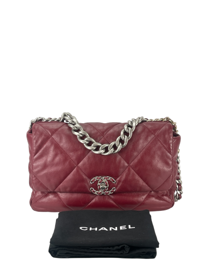 CHANEL - 22A Burgundy Lambskin 19 Large Flap Bag