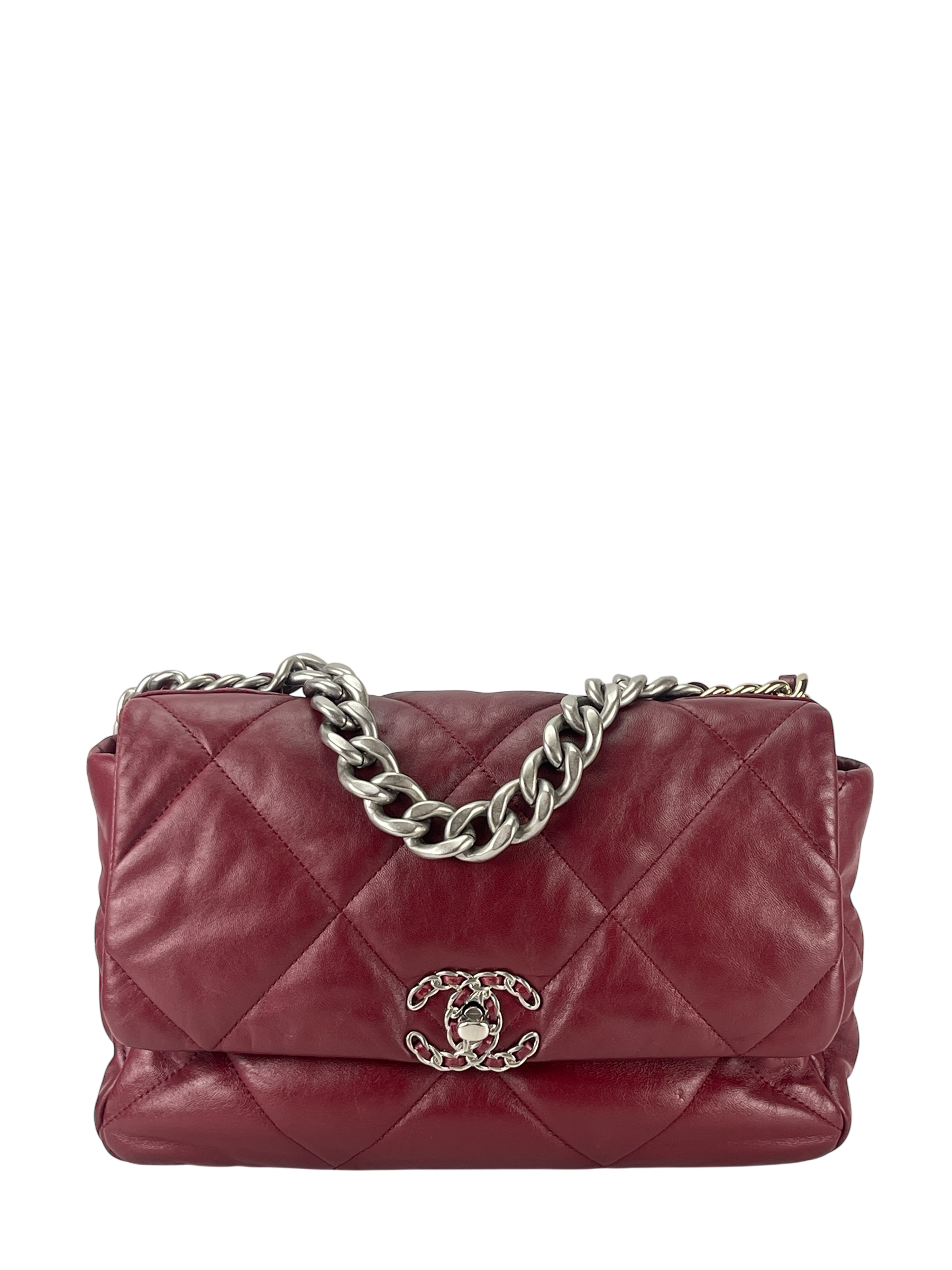 CHANEL - 22A Burgundy Lambskin 19 Large Flap Bag