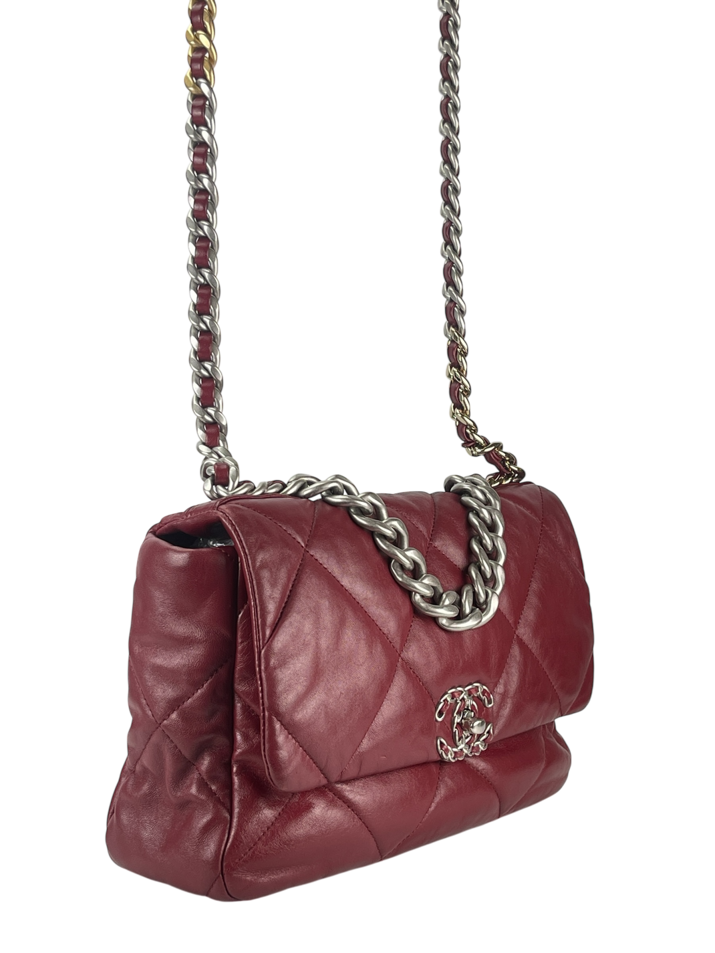 CHANEL - 22A Burgundy Lambskin 19 Large Flap Bag