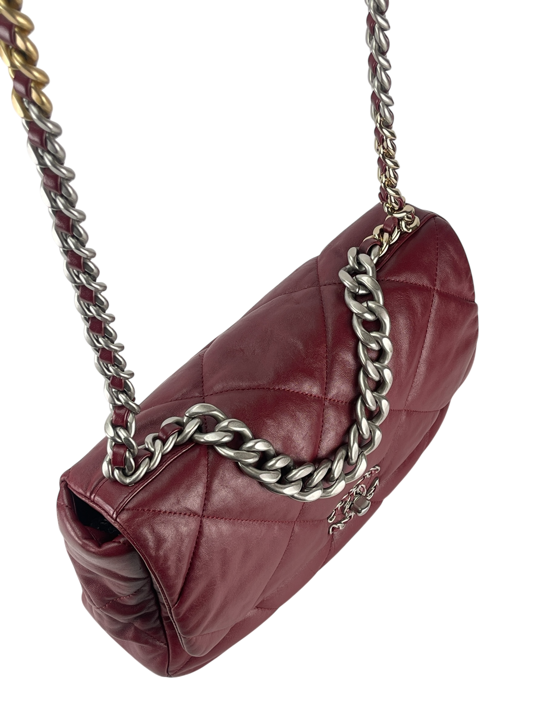 CHANEL - 22A Burgundy Lambskin 19 Large Flap Bag