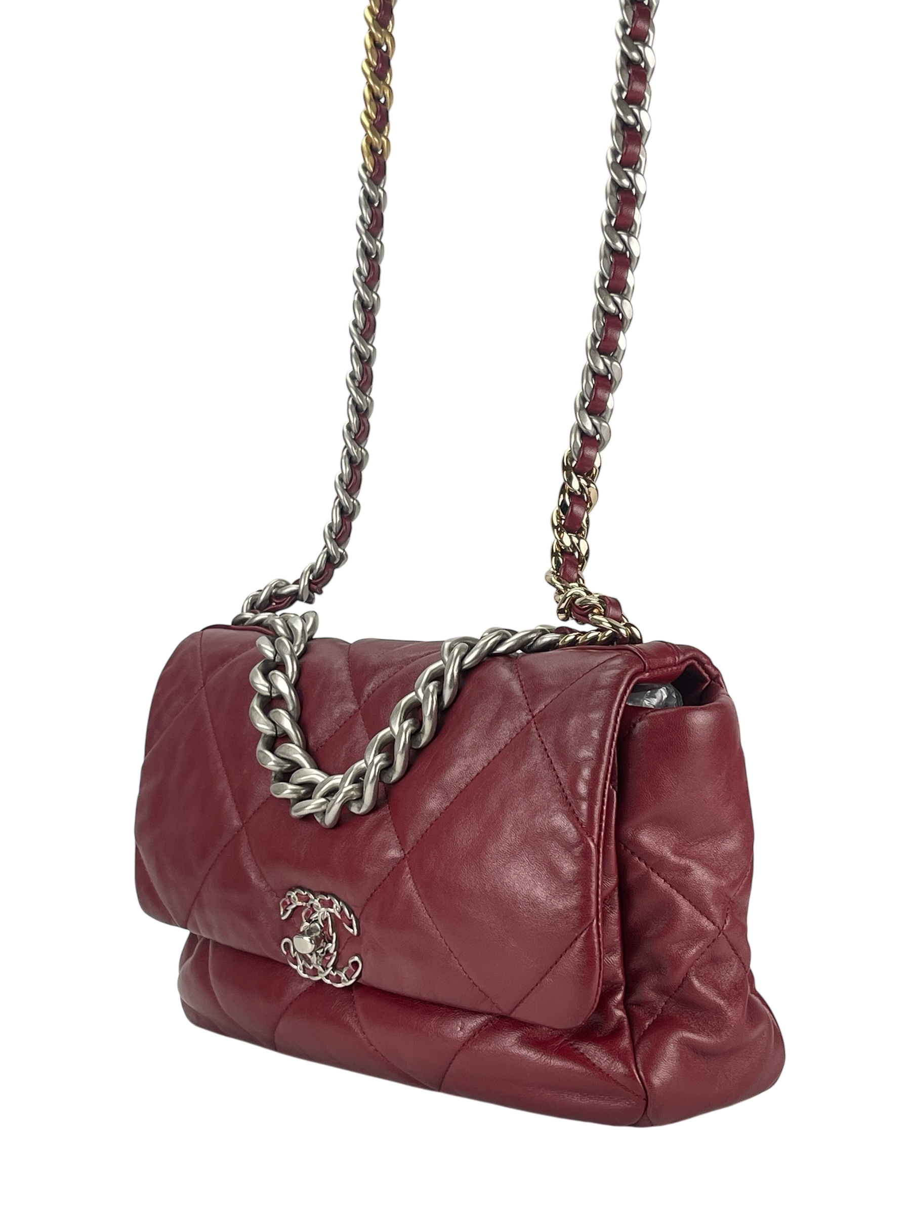 CHANEL - 22A Burgundy Lambskin 19 Large Flap Bag