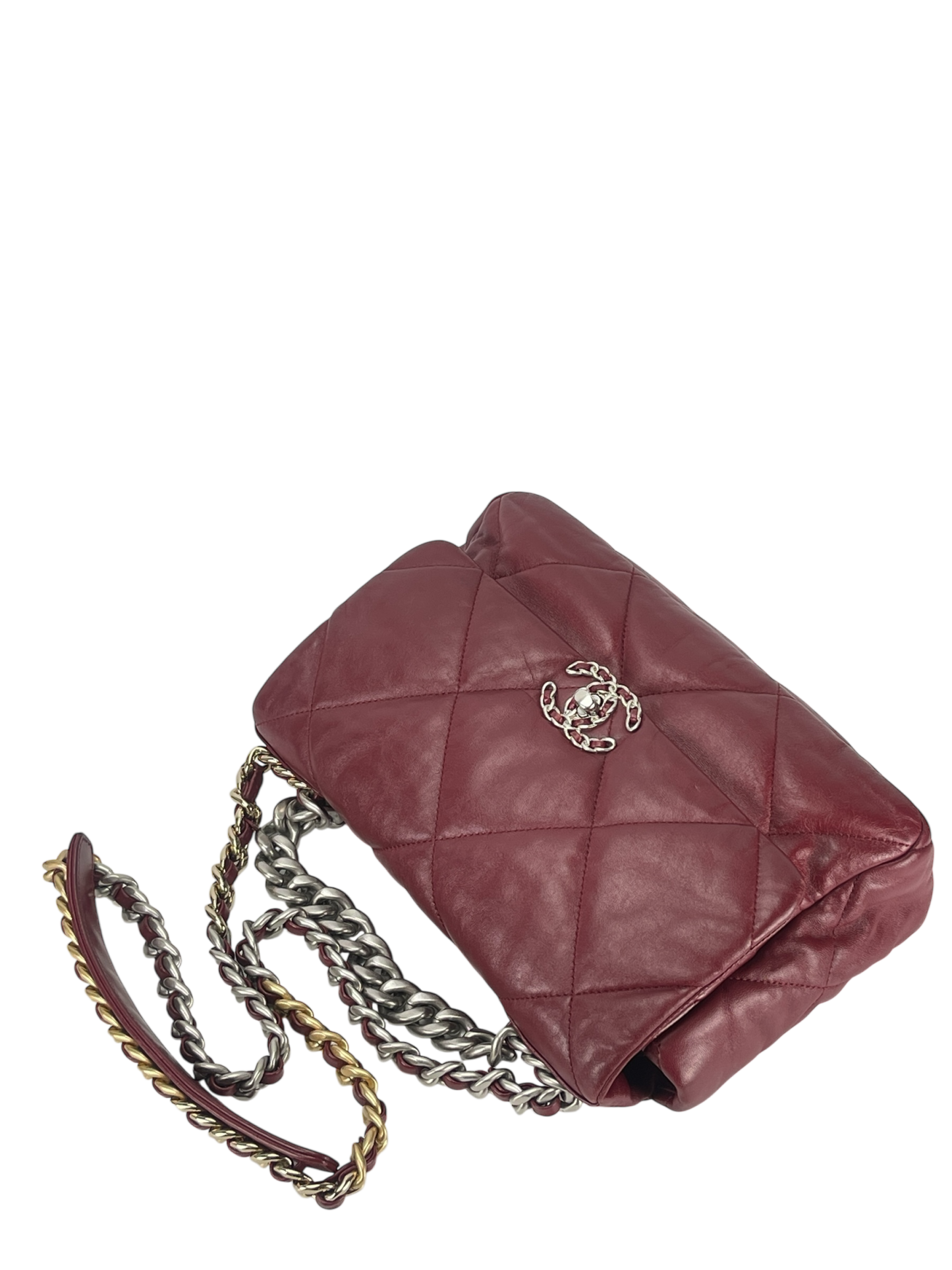 CHANEL - 22A Burgundy Lambskin 19 Large Flap Bag